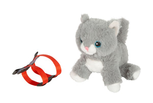 Katze mit Tasche und Pflege-Set