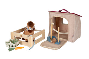Spielset Pferd mit Stall und Zubehör in der Tasche