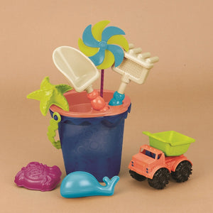 Sandkastenset – mittelgroße Eimer mit Zubehör, blau - Tublu.de