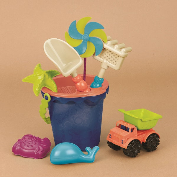 Sandkastenset – mittelgroße Eimer mit Zubehör, blau - Tublu.de