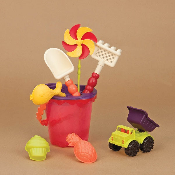 Sandkastenset – mittelgroße Eimer mit Zubehör, orange - Tublu.de