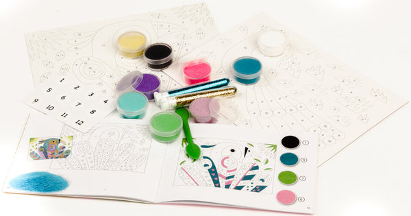 Kunstset mit Sand und Glitzer  - Pfau - Tublu.de