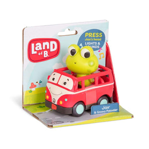 Spielzeugbus mit Frosch von B. Toys in der Verpackung