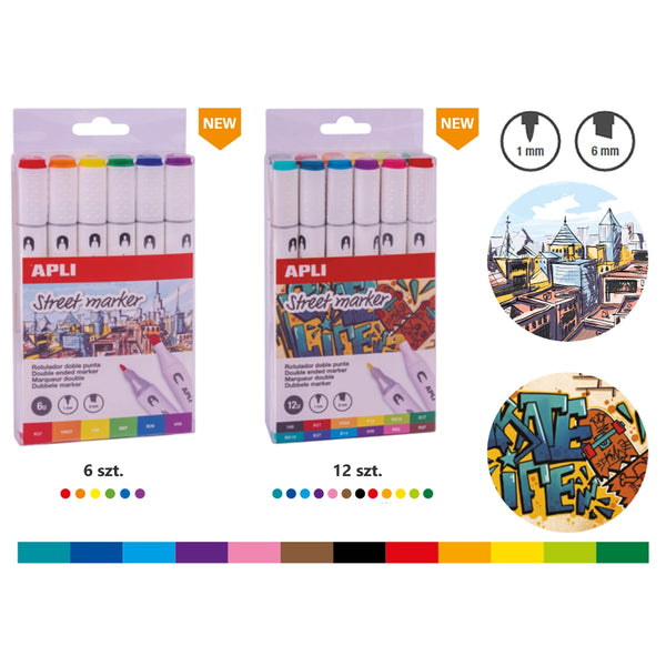 Doppelseitige Marker Street Marker – 6 Farben - Tublu.de