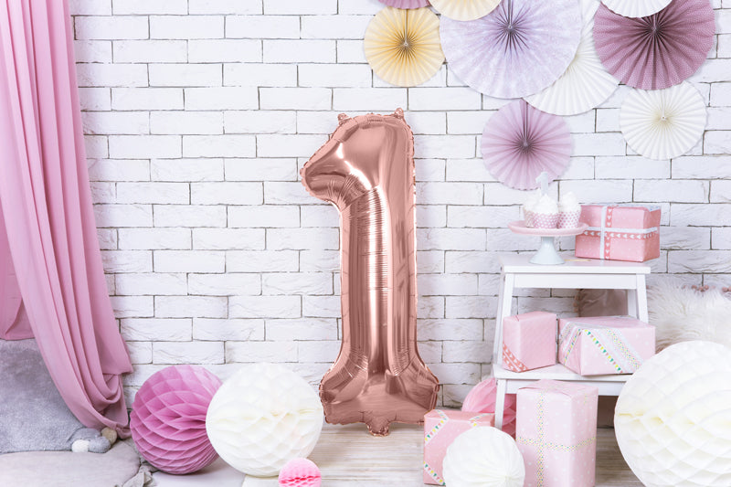 Folienballon 86 cm – Zahl 1 Roségold
