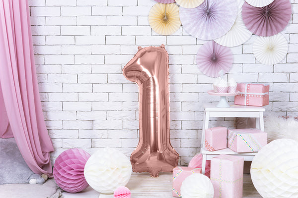 Folienballon 86 cm – Zahl 1 Roségold
