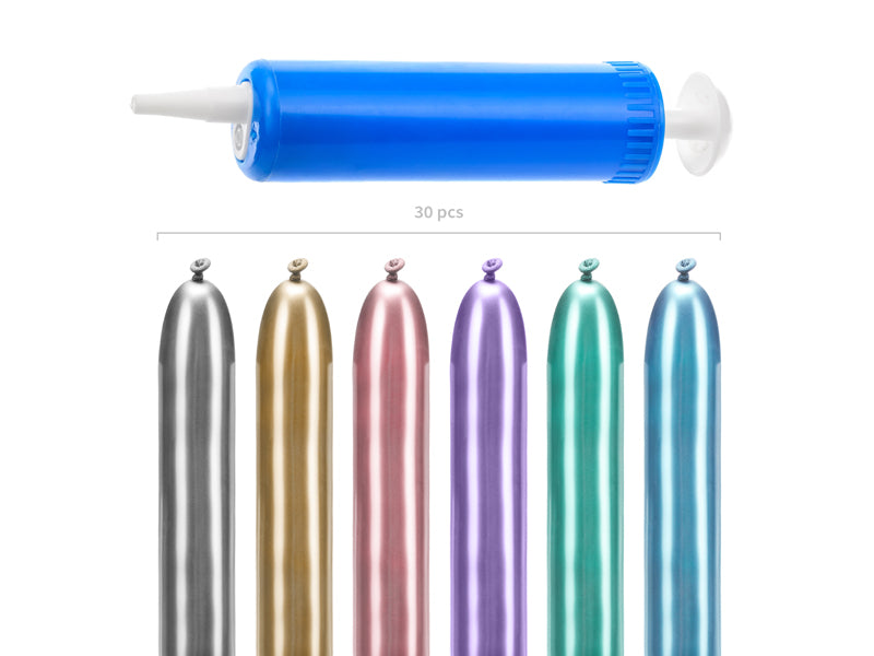 Modellierballons 130 cm – Glossy Mix mit Pumpe