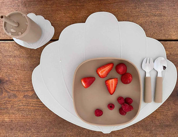 Talerzyki silikonowe That's Mine 2 sztuki - Brown/Feather grey