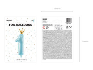 Folienballon 30 x 90 cm – Zahl 1 blau