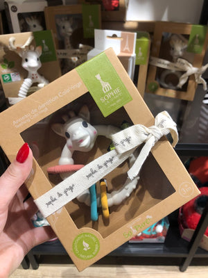 Bunter Beißring auf einem Ring Sophie die Giraffe - So'Pure - Tublu.de