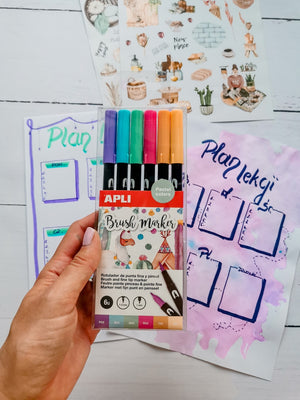 Doppelseitige Brush Marker - 6 Pastellfarben - Tublu.de