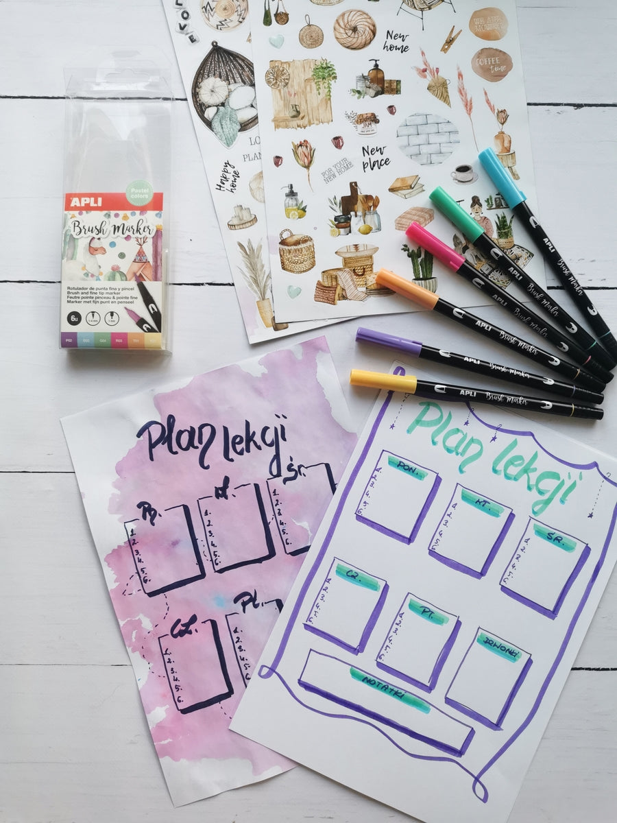 Doppelseitige Brush Marker - 6 Farben - Tublu.de