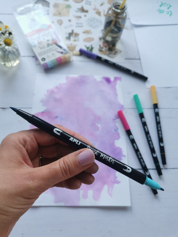 Doppelseitige Marker Brush Marker – 12 Farben - Tublu.de