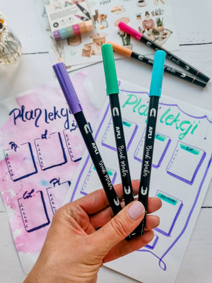 Doppelseitige Marker Brush Marker – 12 Farben - Tublu.de