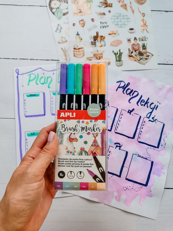 Doppelseitige Marker Brush Marker – 12 Farben - Tublu.de