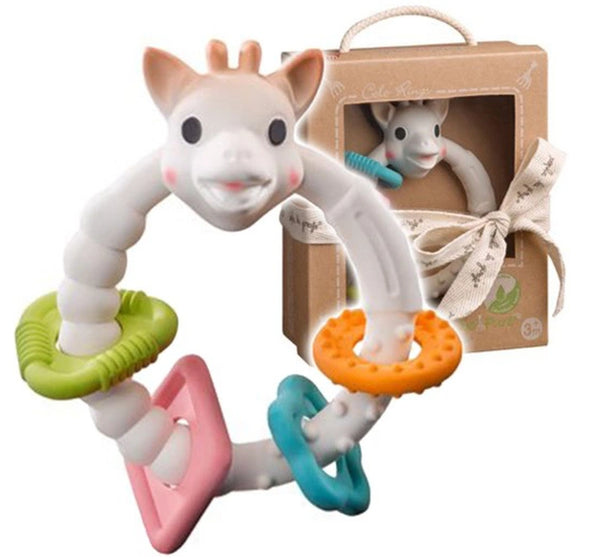 Bunter Beißring auf einem Ring Sophie die Giraffe - So'Pure - Tublu.de