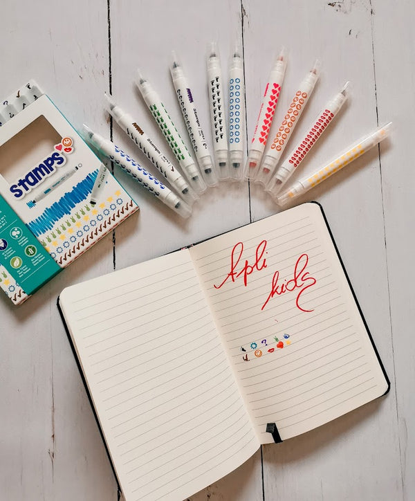 Textilstifte mit Stempeln – 10 Farben - Tublu.de