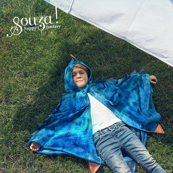 Kostüm - Blauer Drachenumhang 4-7 Jahre