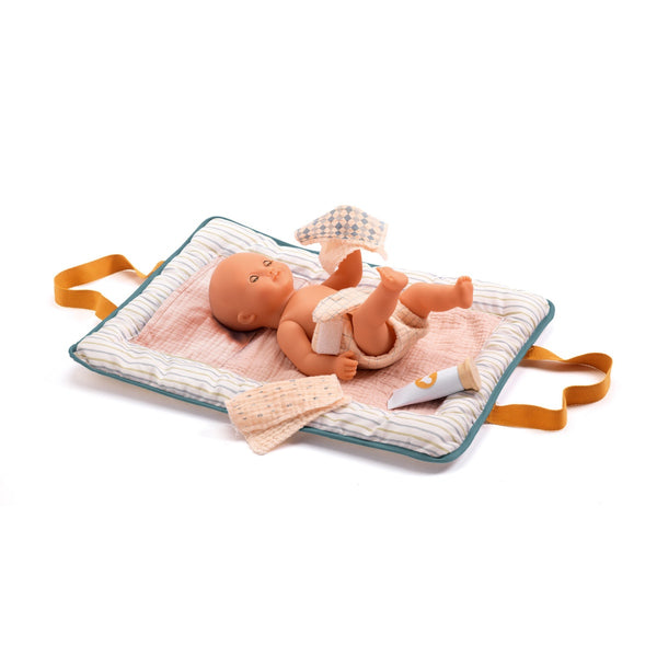 Tragbare Wickelunterlage für Puppen Pomea  – Blauer Schmetterling - Tublu.de