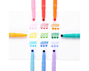 Beidseitige Filzstifte mit Stempeln – Confetti Stamp, 9er-Set