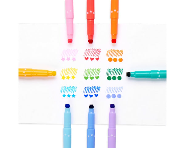 Beidseitige Filzstifte mit Stempeln – Confetti Stamp, 9er-Set