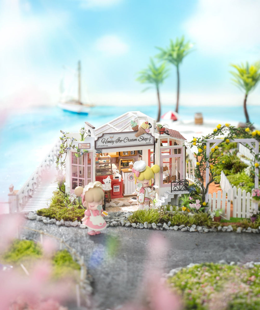 Holzbausatz mit LED Eisdiele