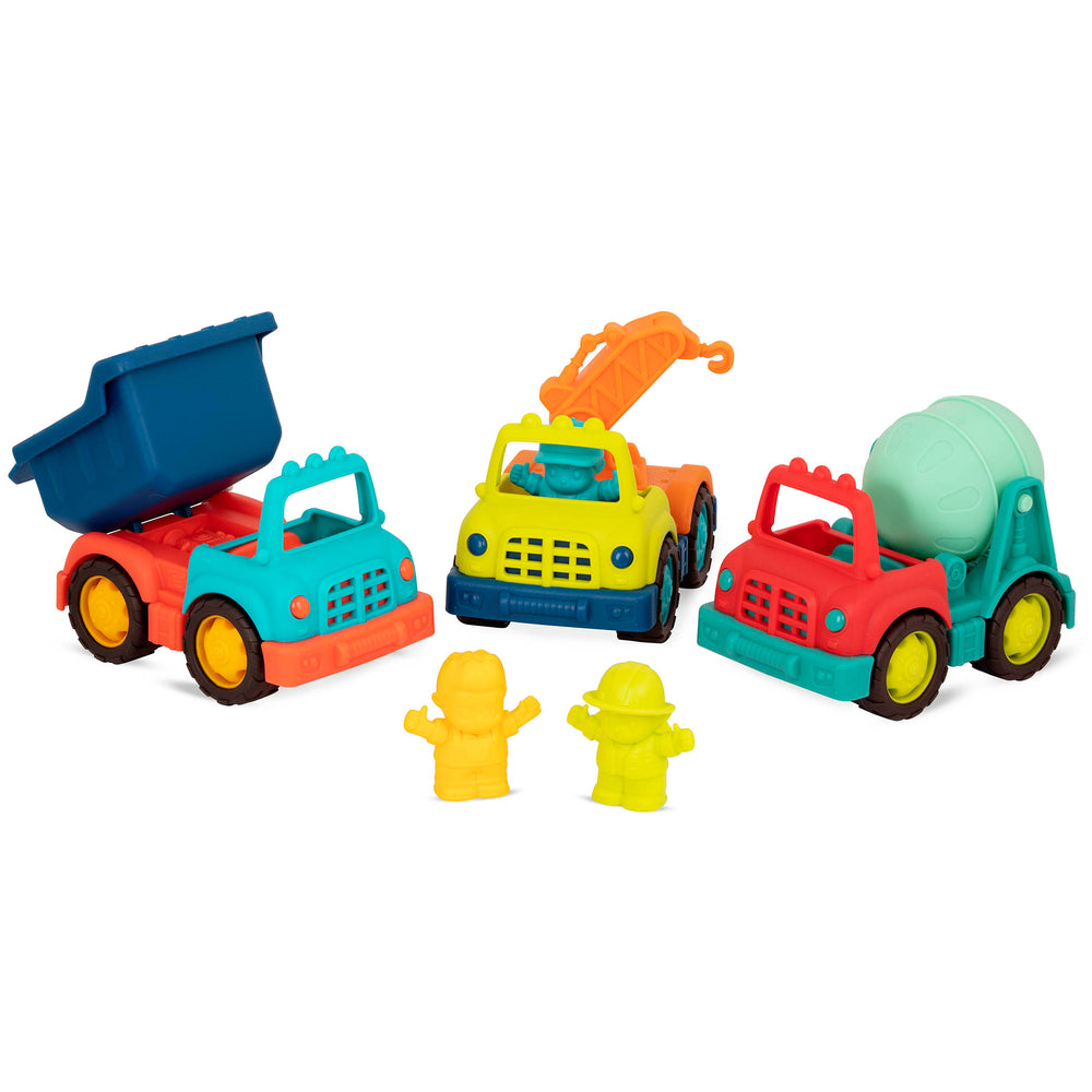 Set mit drei kleinen Baufahrzeugen mit Fahrer – Wonder Wheels - Tublu.de