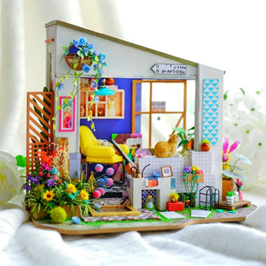 Holzbausatz mit LED Haus