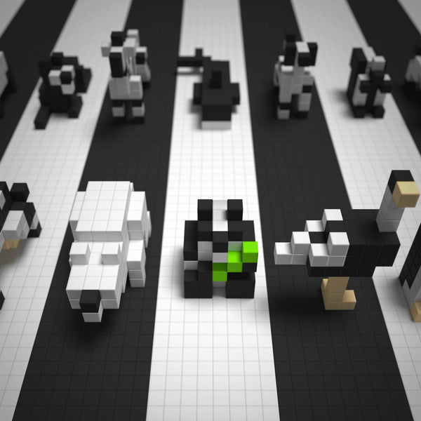 Magnetische Bausteine Schwarz-Weiß Tiere