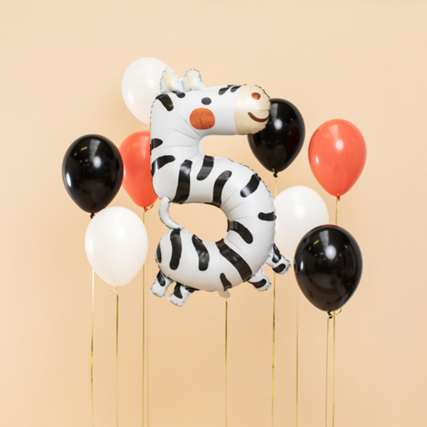 Folienballon 98 cm – Zahl 5 Zebra