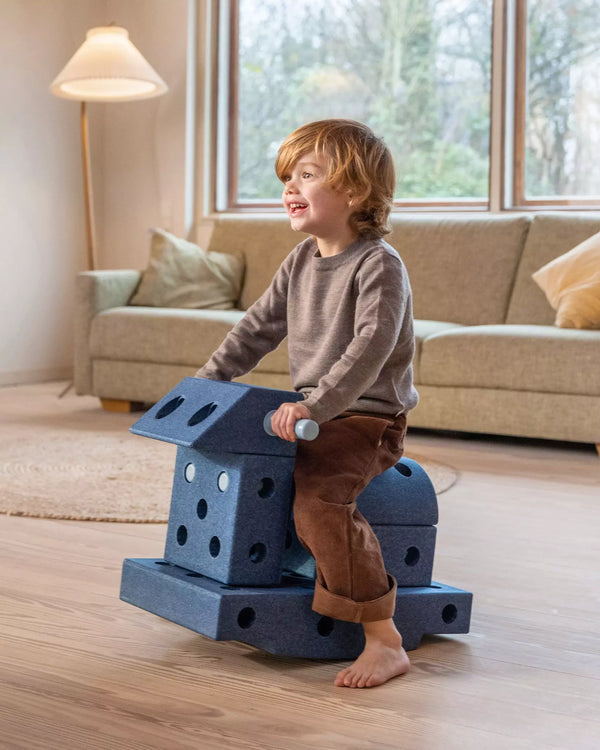 Kreative Bausteine zur Förderung der Grobmotorik Explorer Set – blau 15w1 - Tublu.de