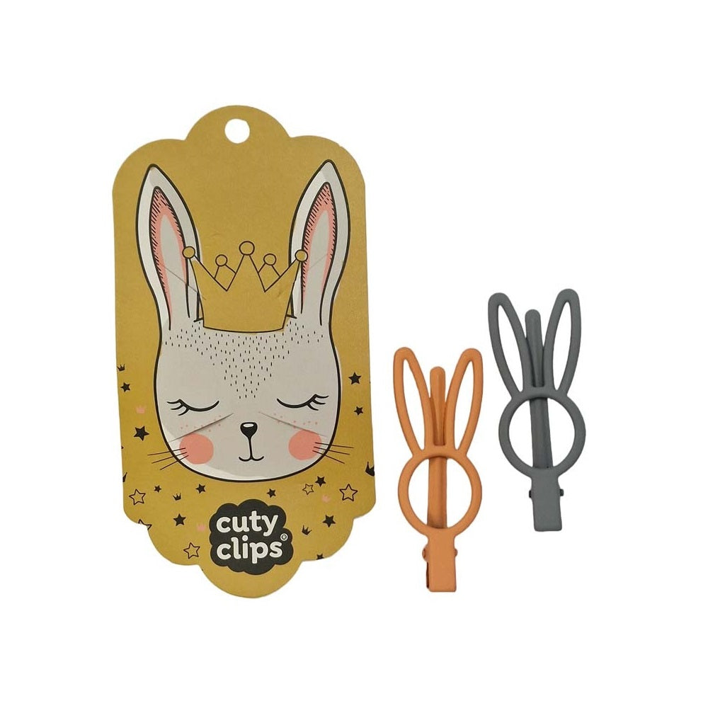 Haarclips Cuty Clips - Bunny Eyes Grau-Orange