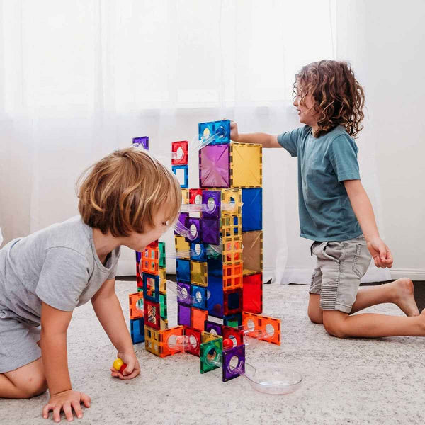 Magnetbausteine Kugelbahn – Rainbow Ball Run Pack 92 Teile - Tublu.de