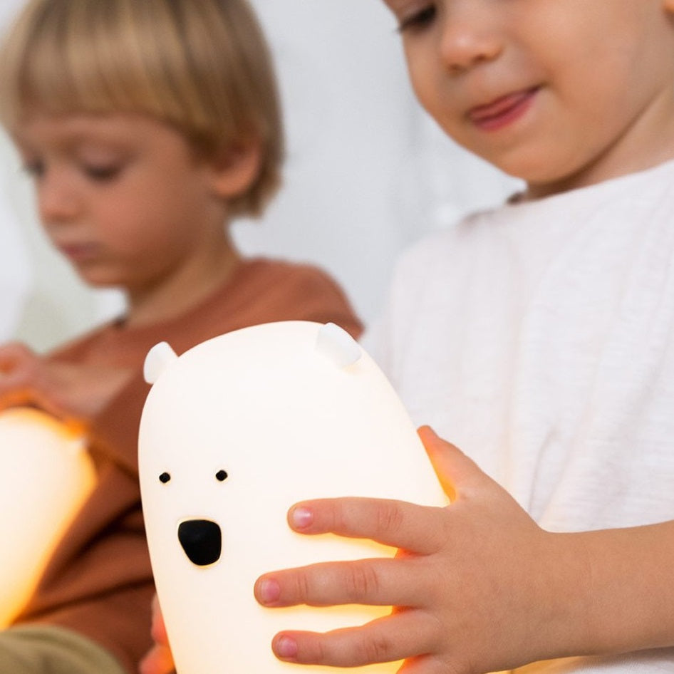 Große Bärenlampe – weiß mit Fernbedienung