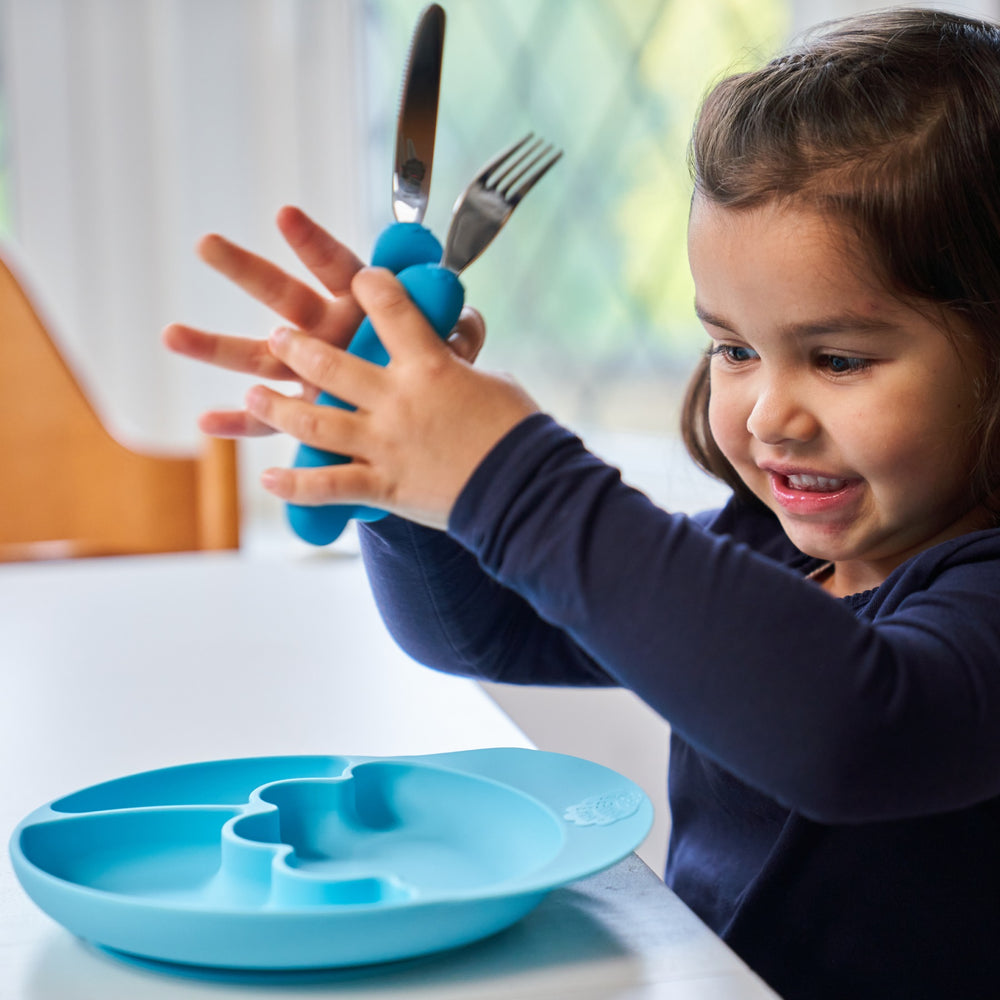 Besteck Messer Gabel STUFE 3 - Blau