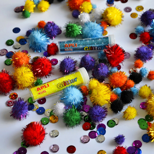 Set mit sensorischen Accessoires – Pompons, Pailletten, Glitzer - Tublu.de