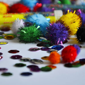 Set mit sensorischen Accessoires – Pompons, Pailletten, Glitzer - Tublu.de