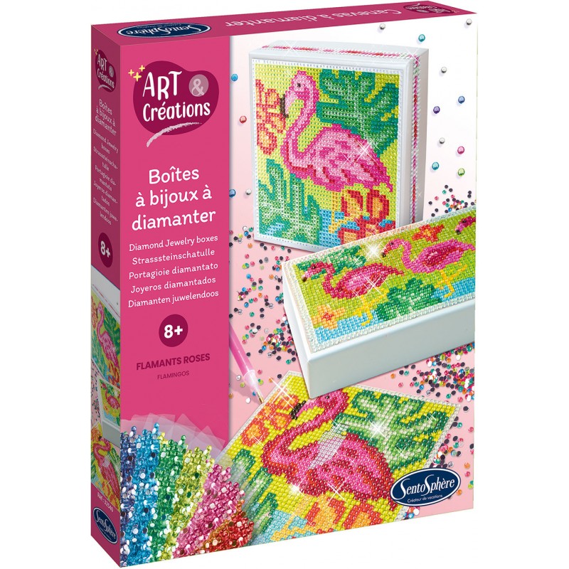 Kreatives Set mit Diamantboxen – Delfin und Flamingo