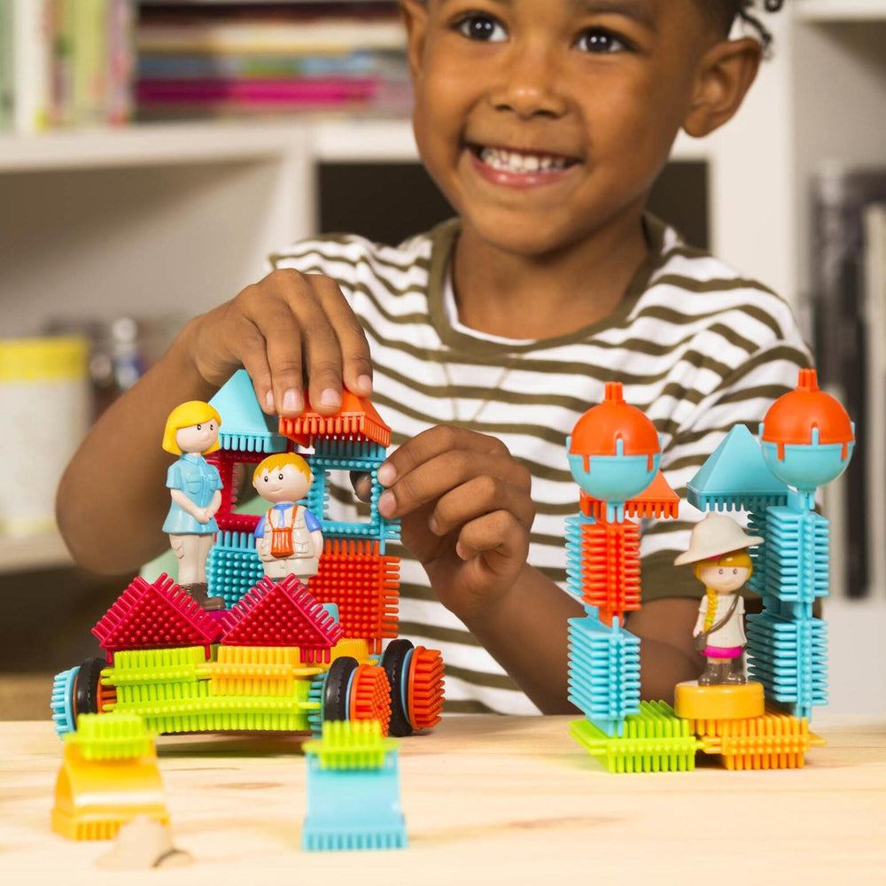 Bristle Blocks Bausteine im Koffer – Safari mit Figuren, 85 Teile