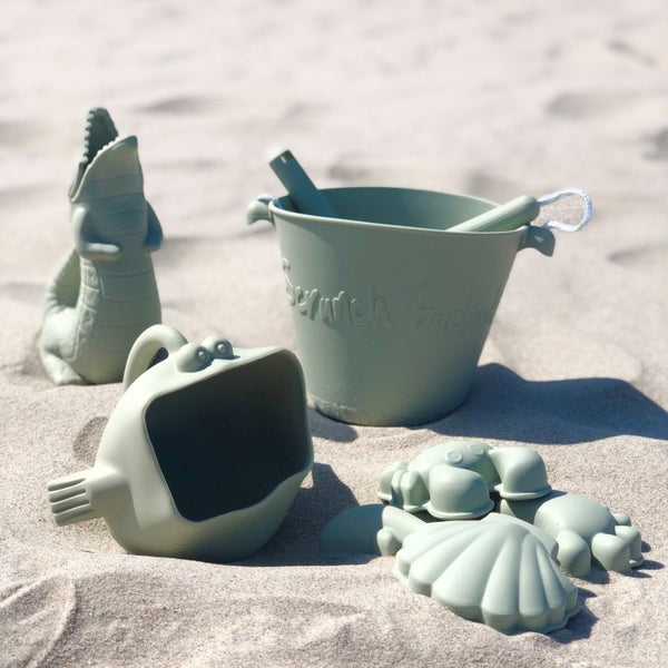 Zusammenklappbarer Eimer für Wasser und Sand – Salbei - Tublu.de