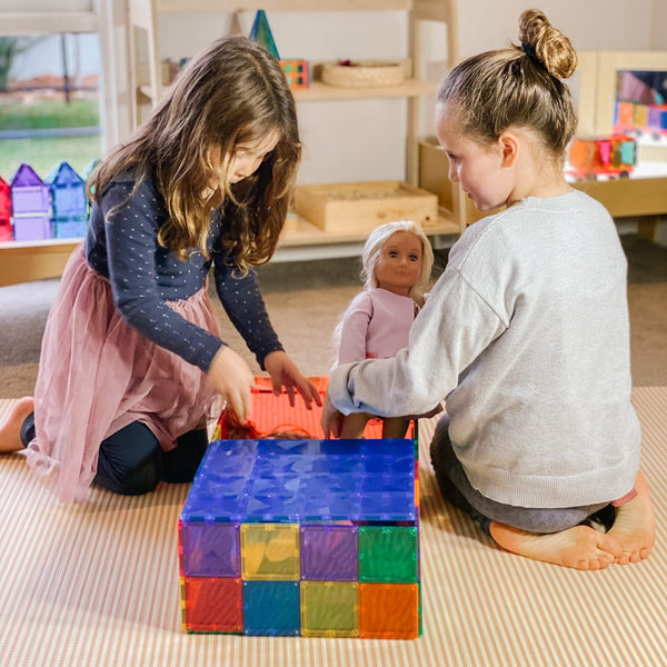 Magnetbausteine – Pastell-Rosa- & Beere-Grundplatte 2 Teile - Tublu.de