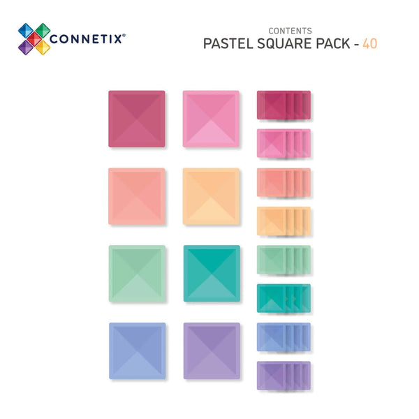 Magnetbausteine - Pastellfarbenes Quadrat Pack 40 Teile - Tublu.de