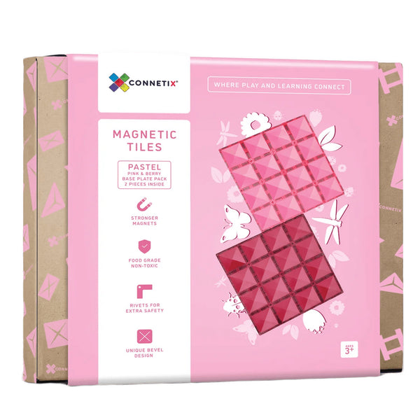 Magnetbausteine – Pastell-Rosa- & Beere-Grundplatte 2 Teile - Tublu.de