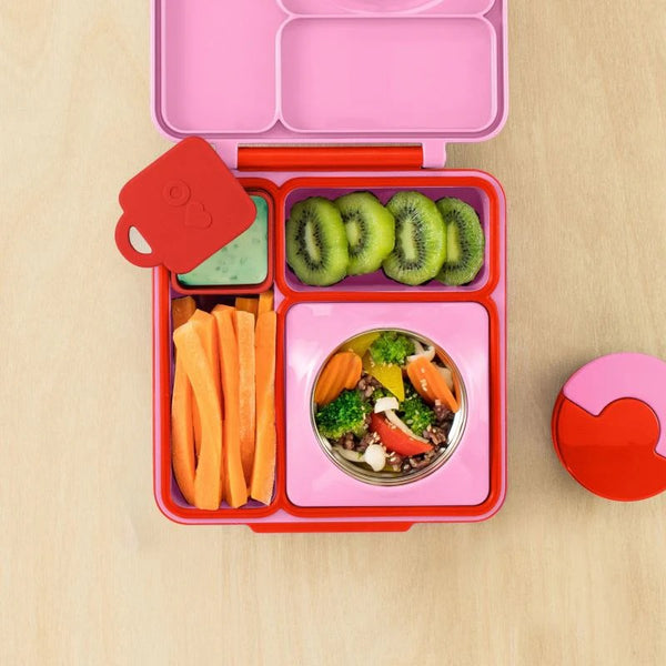 Zwei luftdichte Behälter für die Lunchbox OmieDip – Gelb Rot