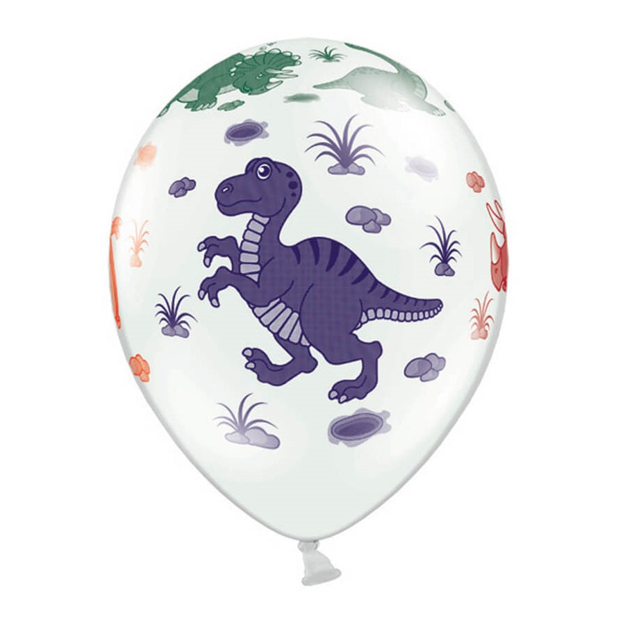 Ballons Strong 6 Stück – Dinosaurier Pastell Pure White 30 cm