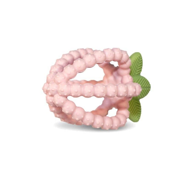 Beißring Saftige Himbeere mit Blättern – Rosa