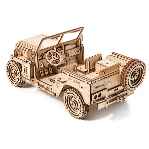 Holzpuzzle 3D-Modell – Militärfahrzeug Jeep