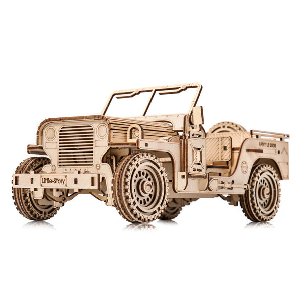 Holzpuzzle 3D-Modell – Militärfahrzeug Jeep