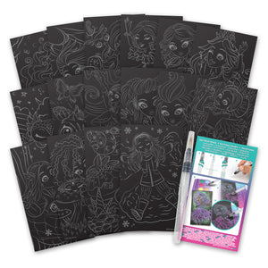 Malbuch mit schwarzen Seiten, Wasserstift und Pinsel – Nebuli Größe S