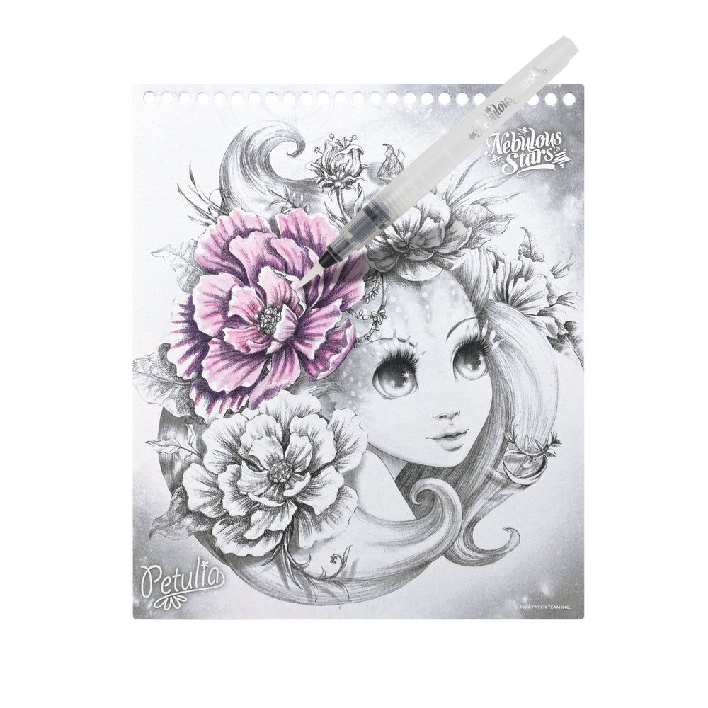 Wasserfarbenmalbuch mit Stift und Pinsel – Estrelia Größe M